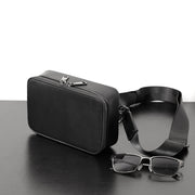 Men's PU Leather Crossbody Bag Solid Color Horizontal