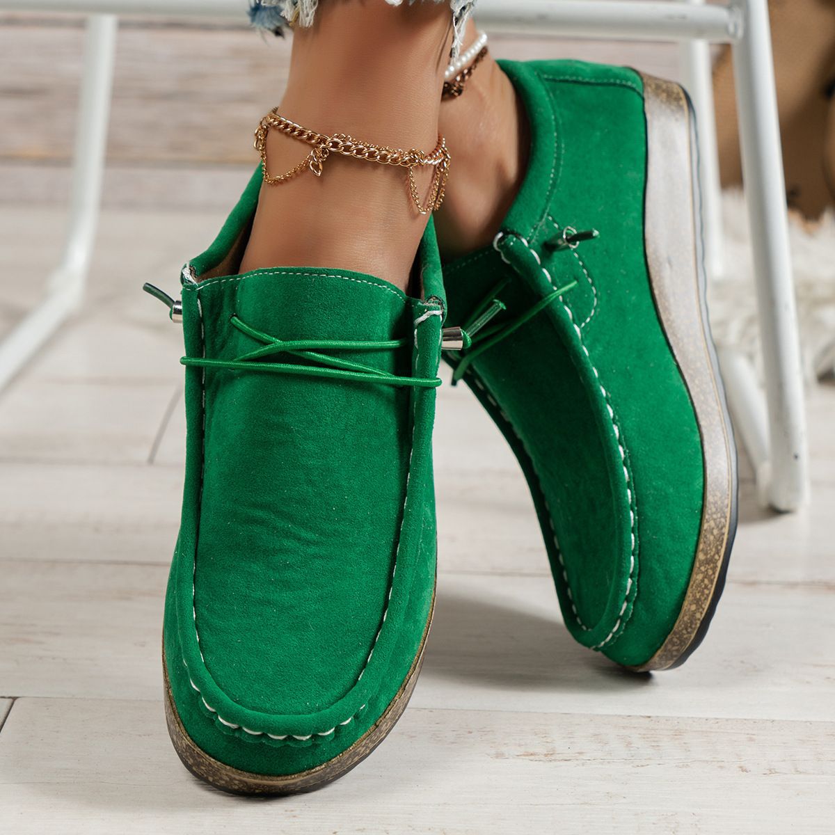 Plus Size Women's Shoes Flat Elastic Band Slip-on Casual Shoes