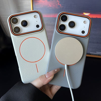 Magnetic Ring Litchi Pattern Phone Case for 17 Series