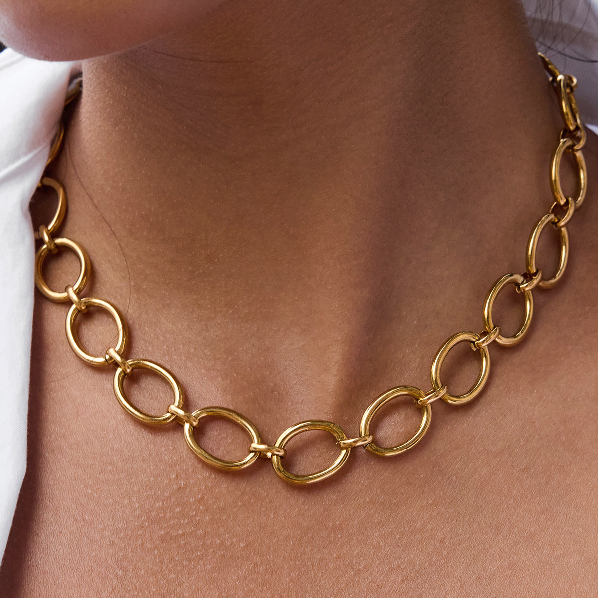 Simple Geometric Circle Titanium Steel Necklace