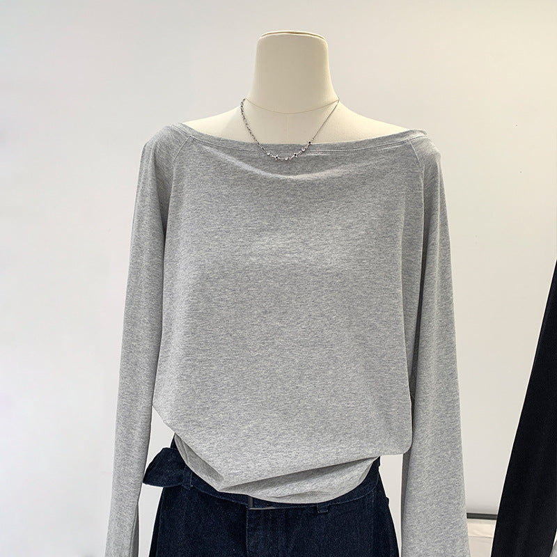 Hot Girl Style Off-neck Oblique Shoulder Tops Women