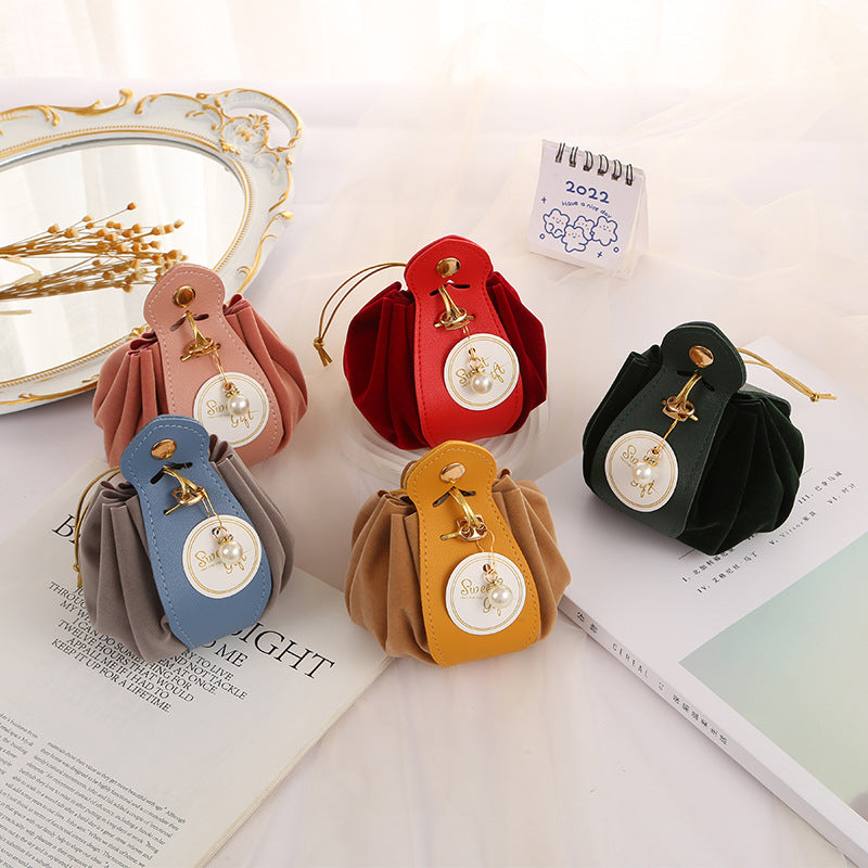 Wedding Candy Bag Flocking Free-folding Creative Drawstring Woven Handbag