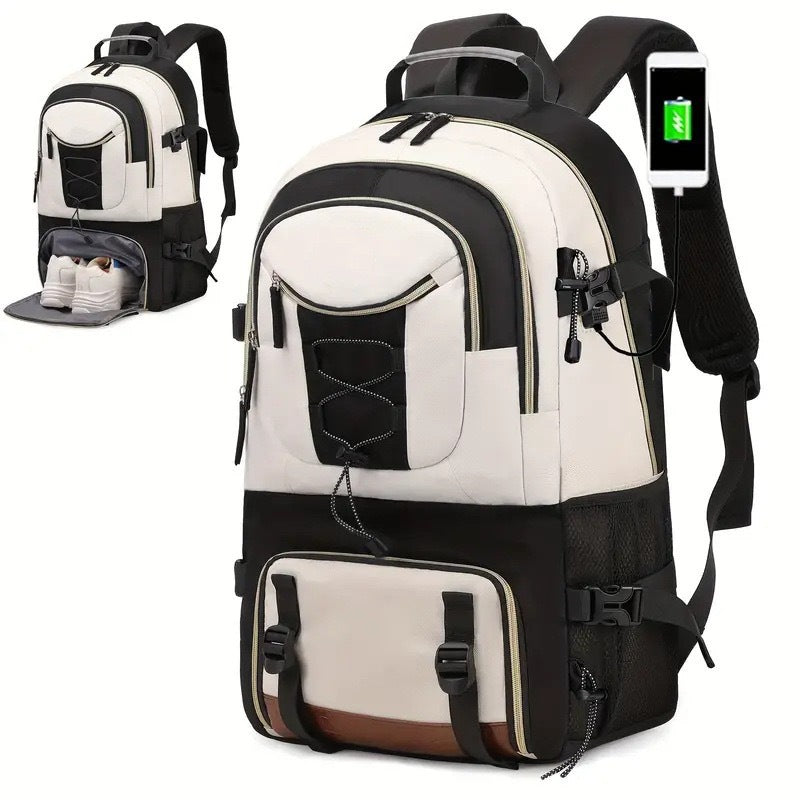 Unisex Solid Polyester Hiking Mountaineering Backpack