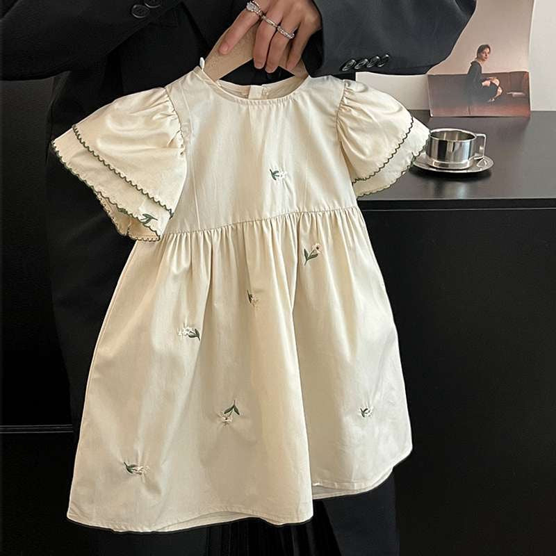 Girls' Floral Embroidery Dress