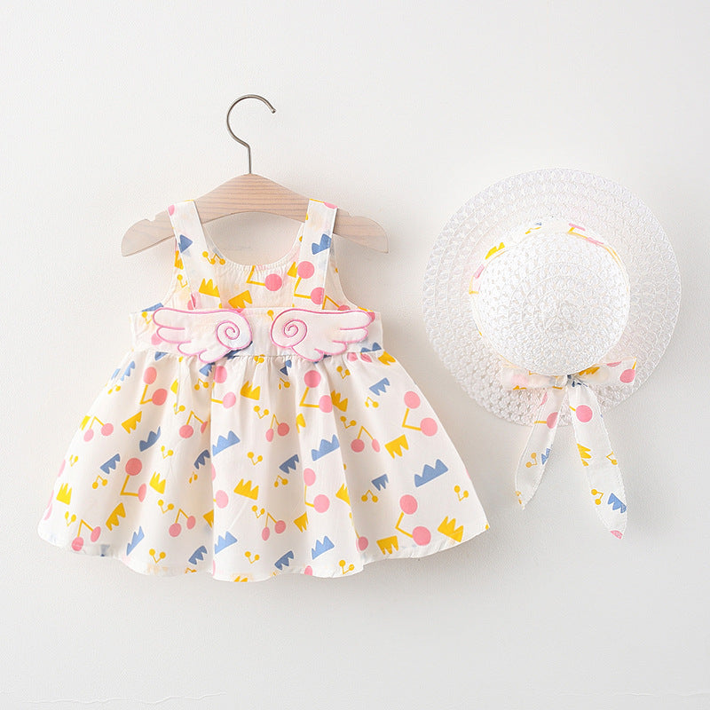 Western Style Cute Cartoon Print Korean Cotton Girls' Dress