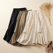 Women's Summer All-Cotton Loose Western Style Mid-Length Draping A-Line Skirt