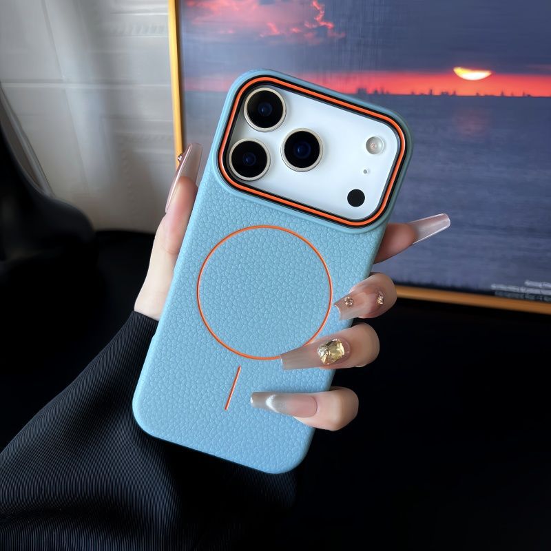 Magnetic Ring Litchi Pattern Phone Case for 17 Series