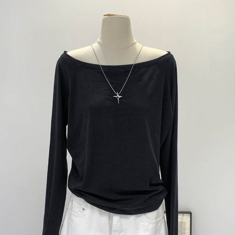 Hot Girl Style Off-neck Oblique Shoulder Tops Women