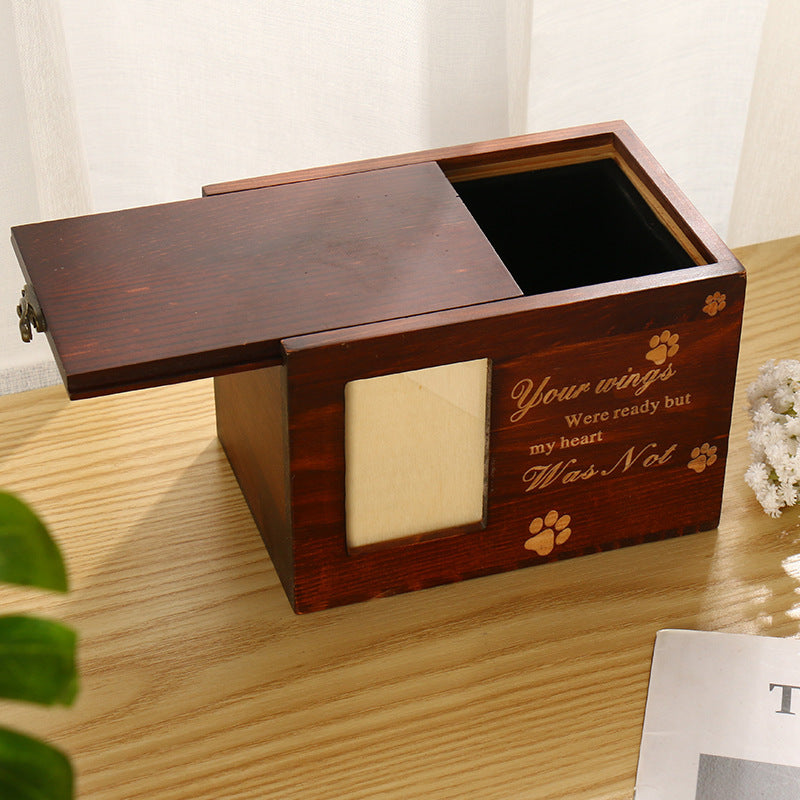 Animal Pet Leash Photo Frame Dogs And Cats Coffin Funeral Products Solid Wood Cinerary Casket
