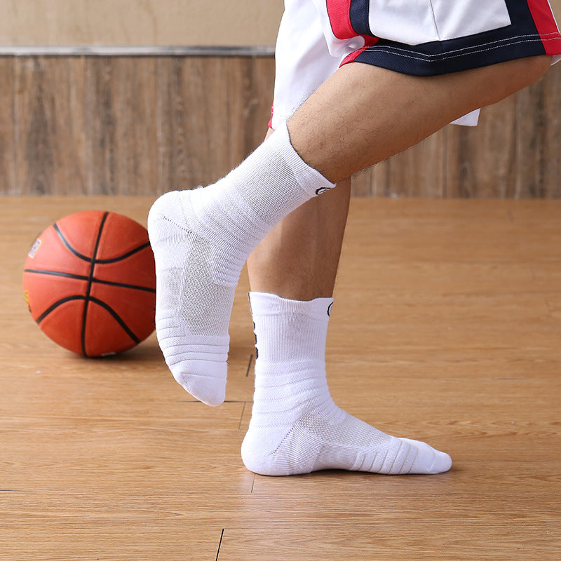 Men's Running and Basketball Socks with Thick Towel Bottom