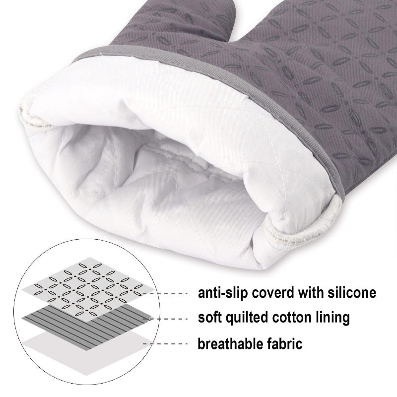 Thickened Silicone Anti-Slip Heat Insulation Gloves – High Temperature Resistant Kitchen & Baking Mitts