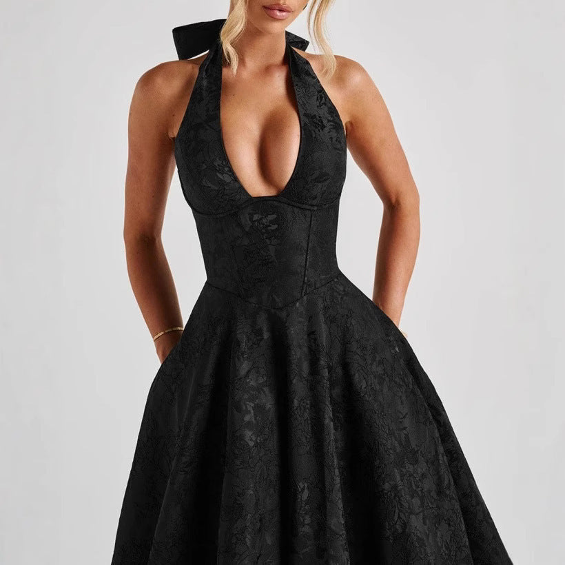Women's Sleeveless Sling Socialite Style Formal Dress