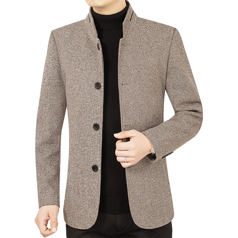 Unisex Stand Collar Solid Chemical Fiber Blend Jacket