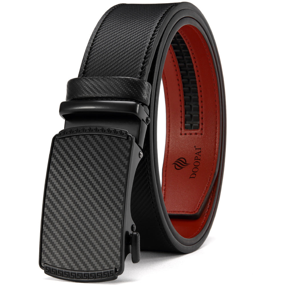 Men's Leather Belt with Alloy Automatic Buckle