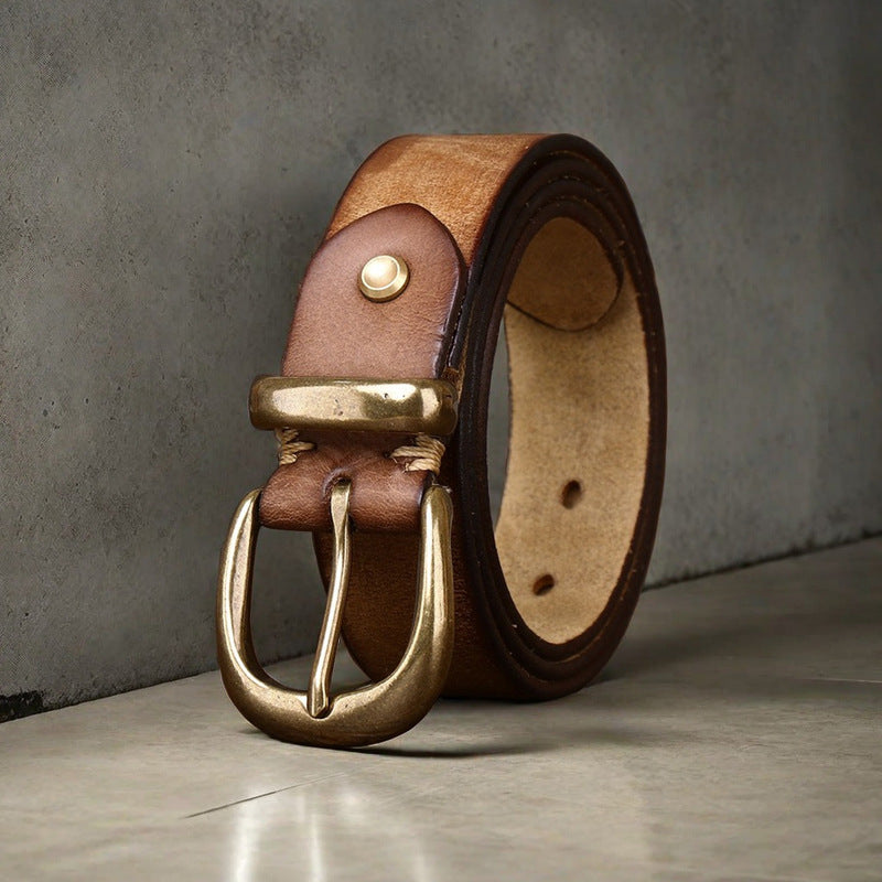 Men's Casual Genuine Cowhide Leather Belt Regular Fit