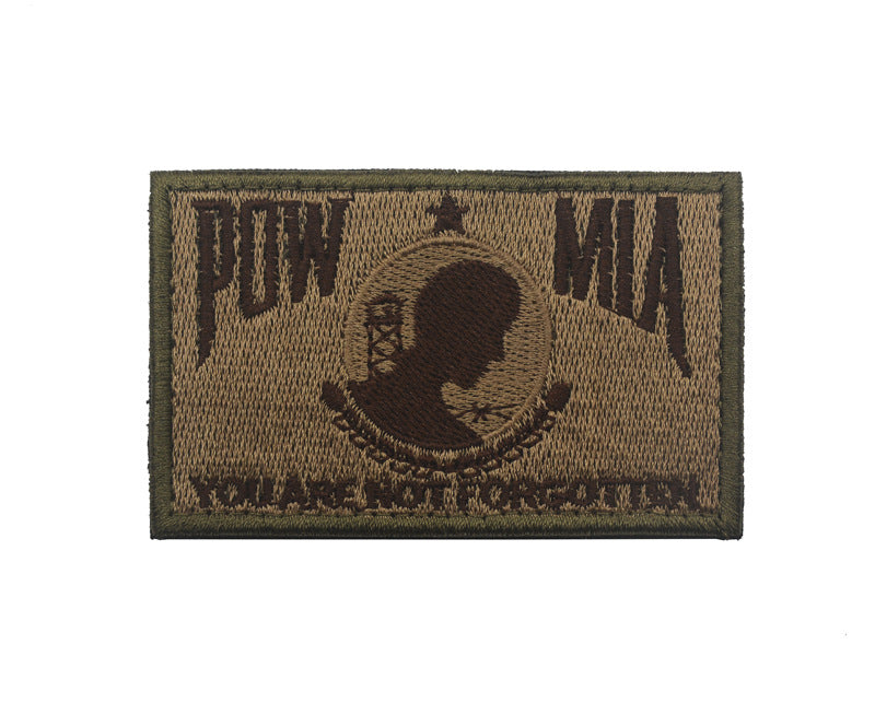 POW MIA Black & White Flag Embroidery Velcro Label – Military Patch for Clothing & Bags