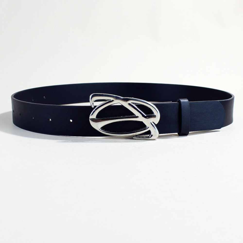 Casual Trendy Silver Buckle Belt