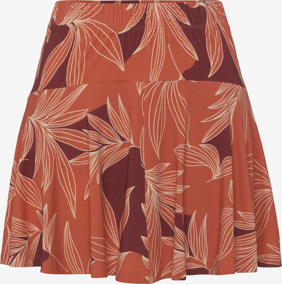 Plus Size Women’s A-Line Short Skirt – High Waist Orange Polyester Casual Mini Skirt