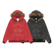 Fur Collar Hood Sweater For Men And Women Lazy And Loose