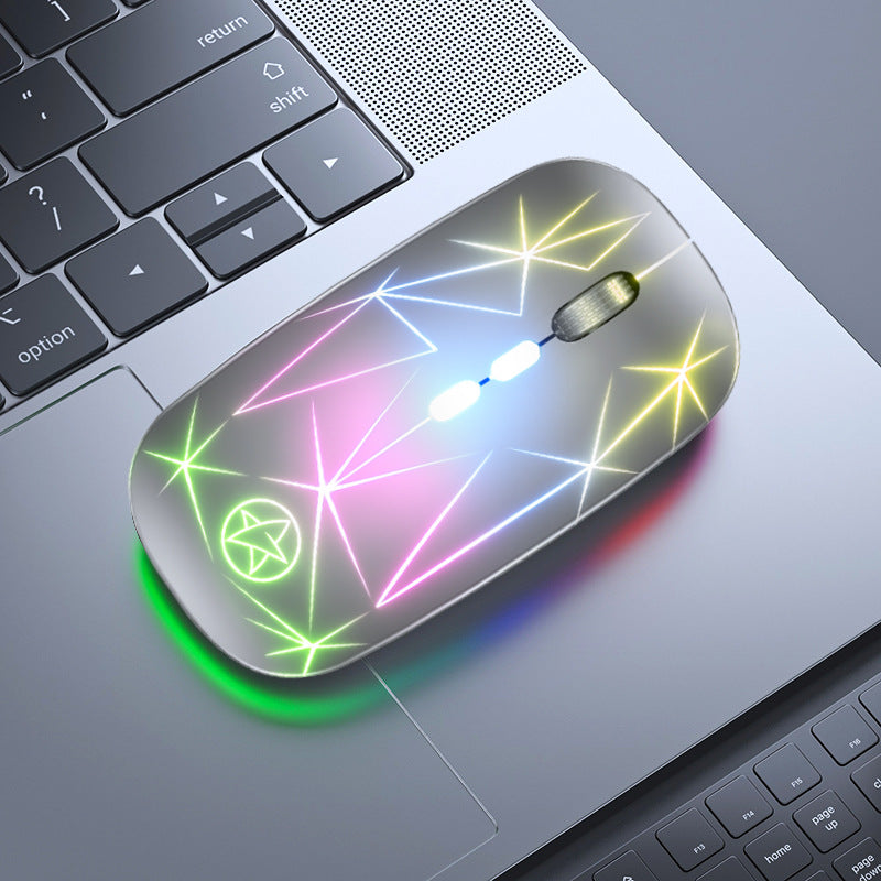 Wireless Bluetooth Mouse Dual-mode Luminous Charging Game Office 5-key Metal Roller