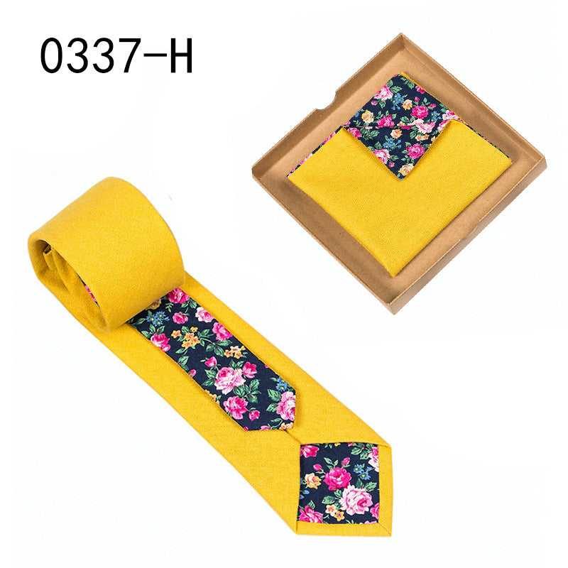 Men's Cotton Floral Tie & Pocket Square Set