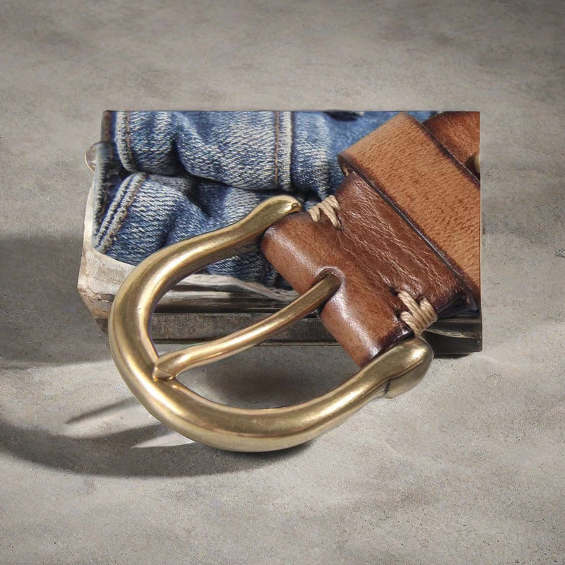 Men's Pure Cattlehide Casual Jeans Belt