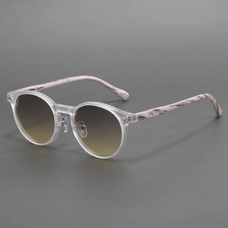 Retro Frosted Round Sunglasses with UV Protection