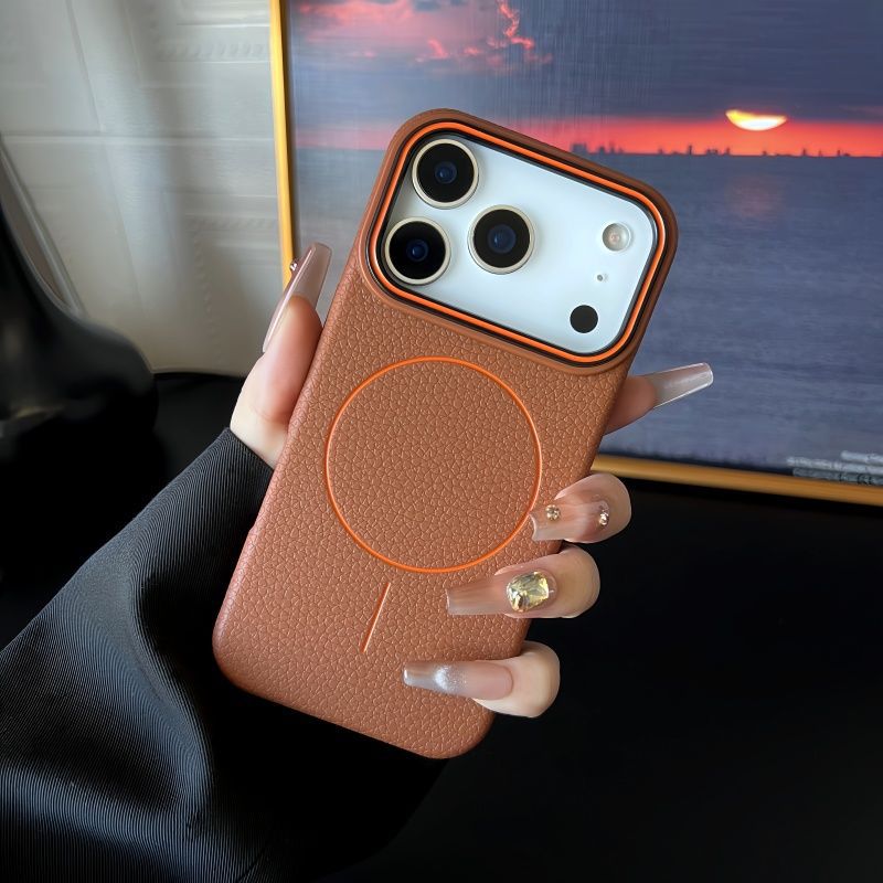 Magnetic Ring Litchi Pattern Phone Case for 17 Series