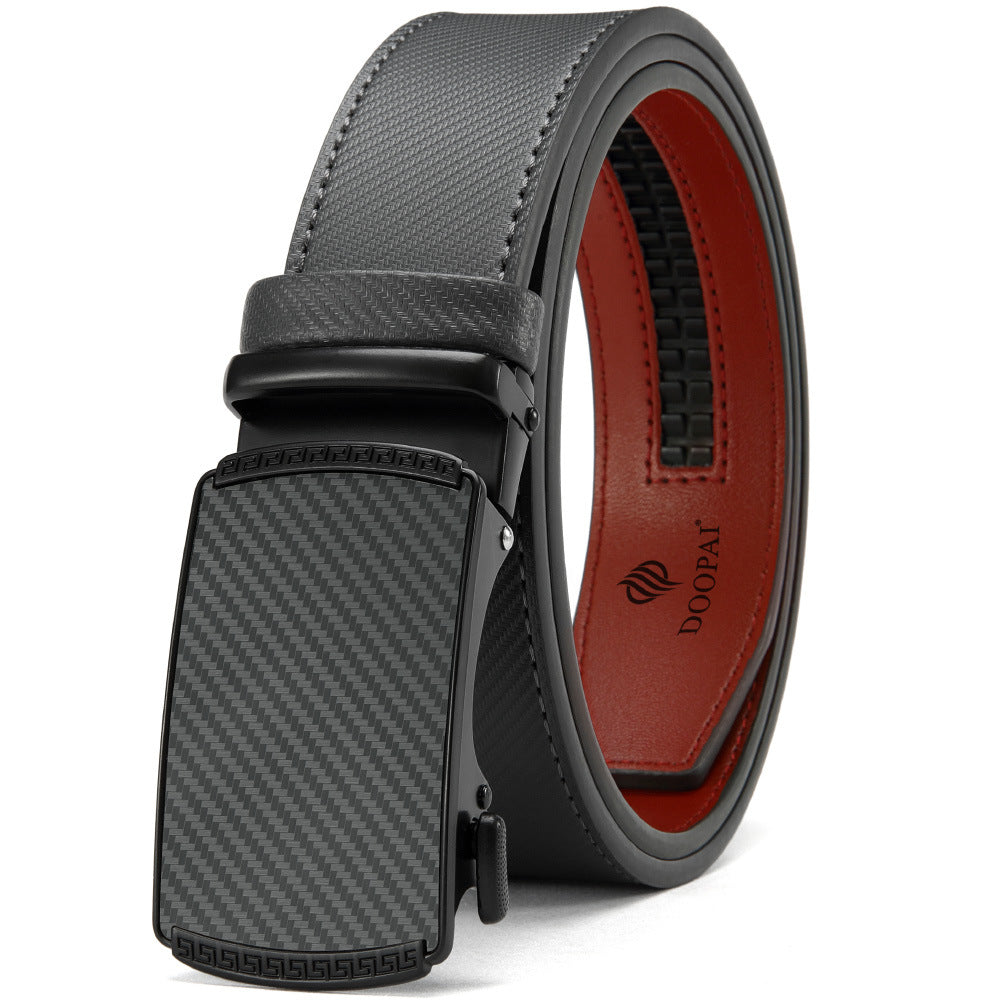 Men's Leather Belt with Alloy Automatic Buckle