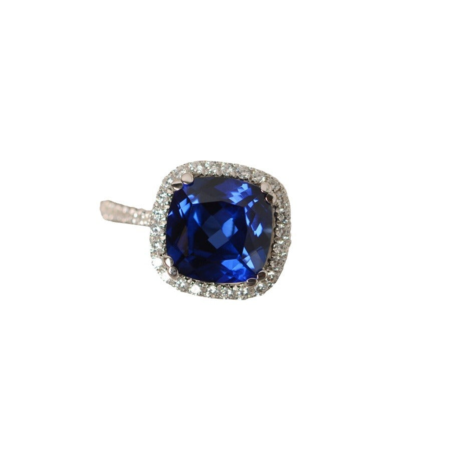Elegant Blue Geometric Alloy Sapphire Marriage Engagement Ring for Women