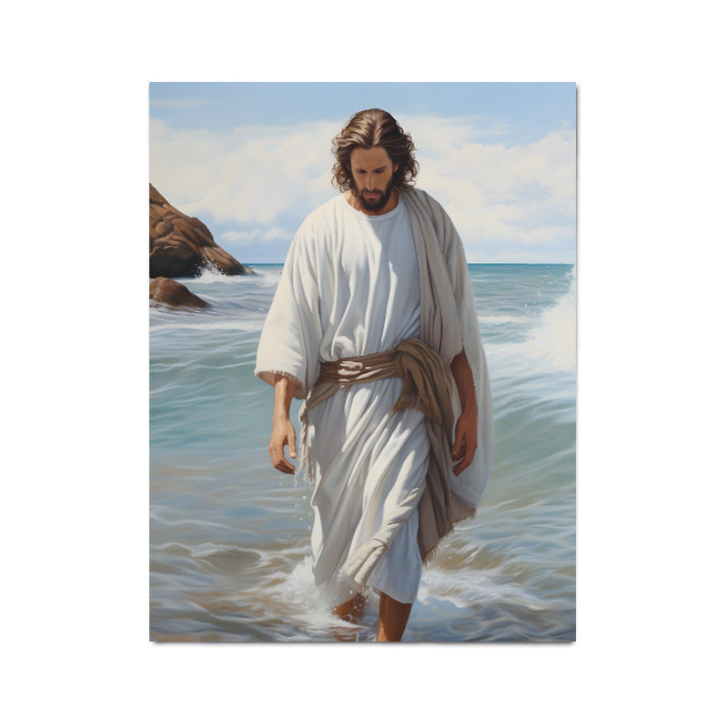 Print Painting Core Jesus Canvas Painting On The Beach