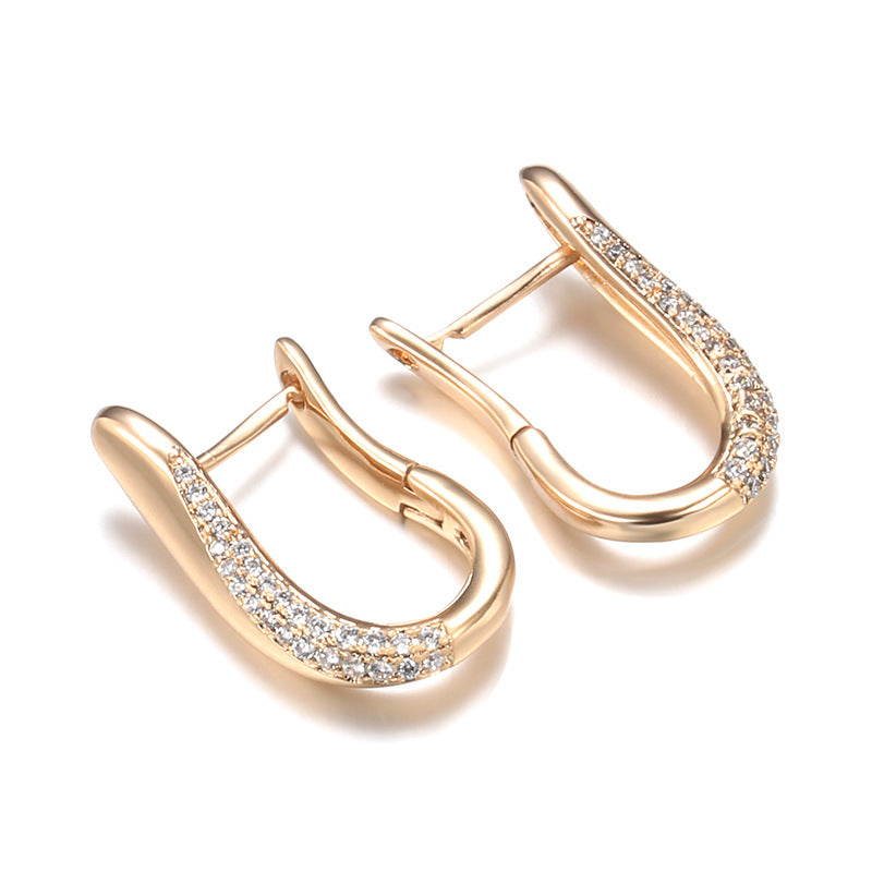 Elegant Double Layer Geometric Zircon Earrings for Women