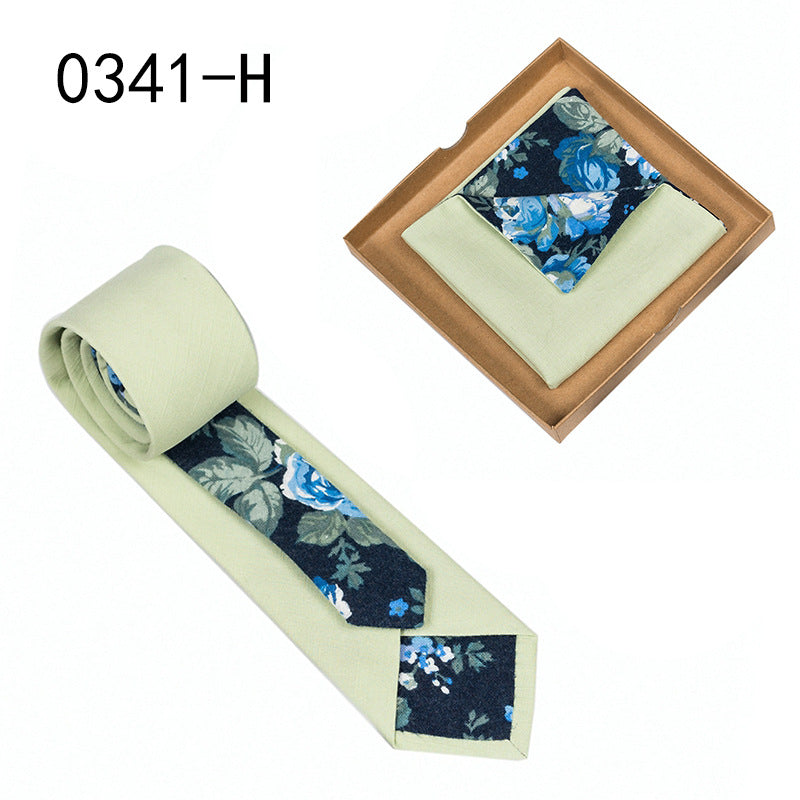 Men's Cotton Floral Tie & Pocket Square Set