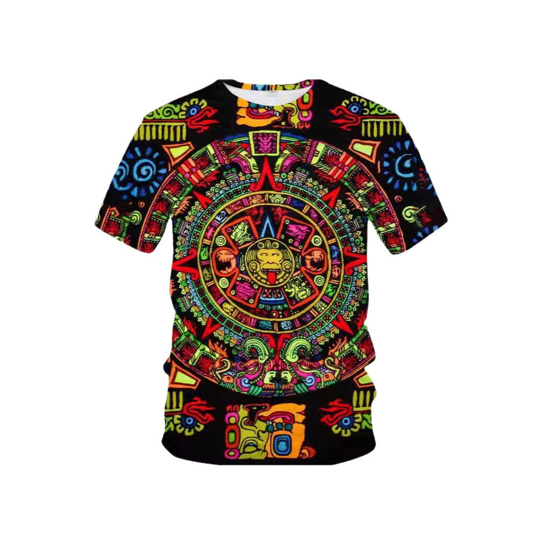 Men's Mexican Maya Realistic Pattern Short Sleeve