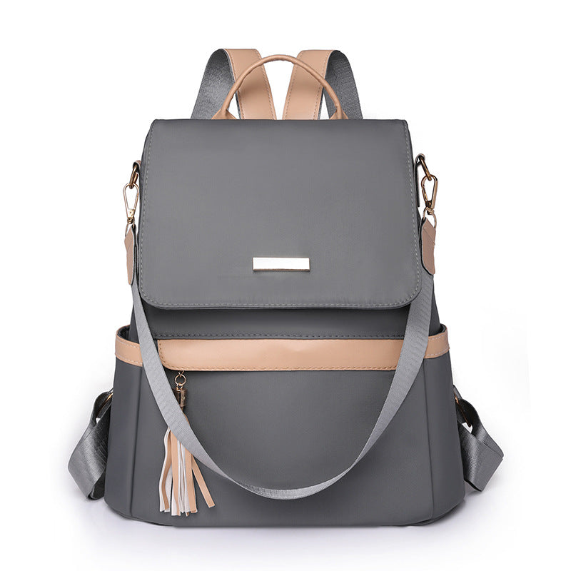 Womens Tassel Backpack Oxford Cloth Retro Travel Bag