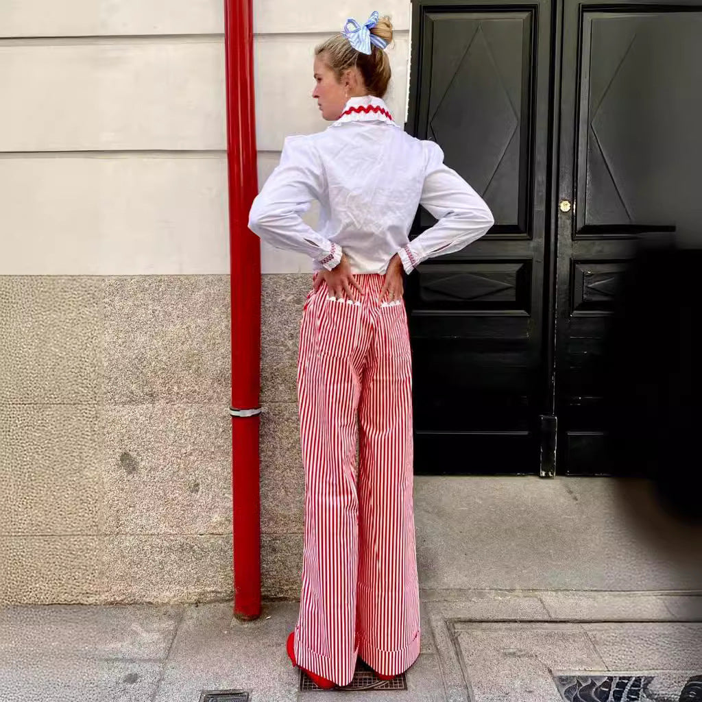 Women’s Casual Printed Trousers – Personalized Pattern, Elastic Waist, Pockets