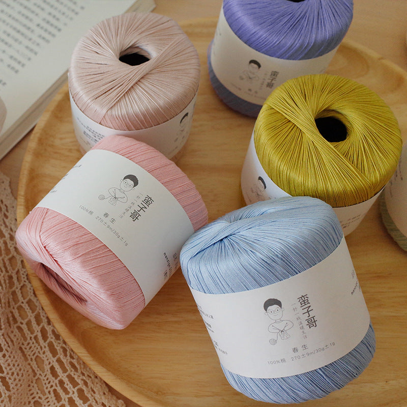 Silk Thread Pure Cotton Hand-Woven Crochet – Hairline Rule Wool Ball for Crafts