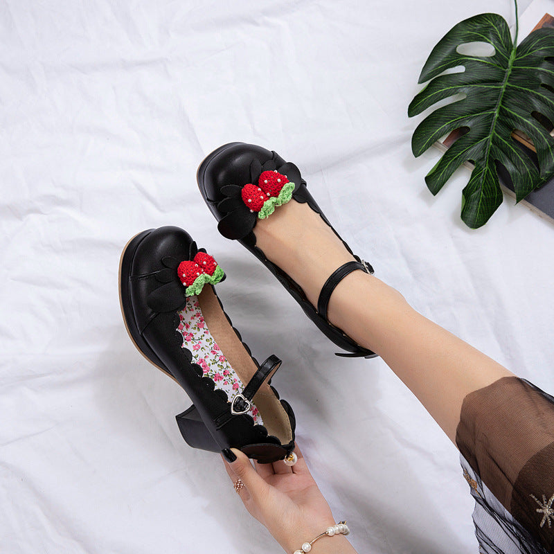 Retro Round Head Chunky Heel Mary Jane Shoes