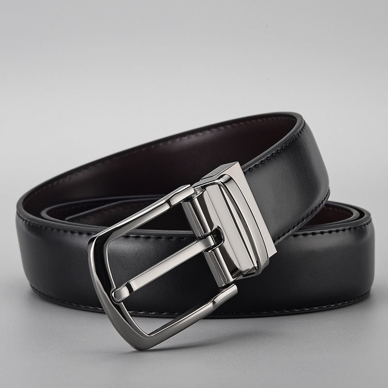 Men's Leather Business Rotation Pin Buckle Belt