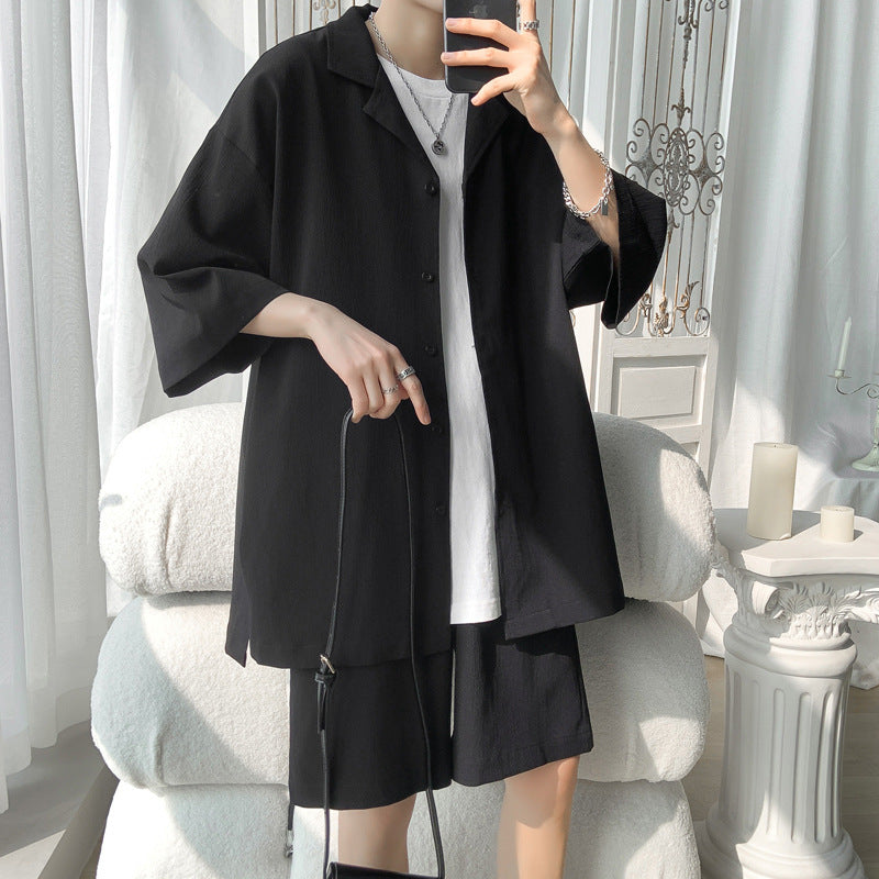 Men's Fashion Casual Exercise Short-sleeved Shorts Two-piece Set