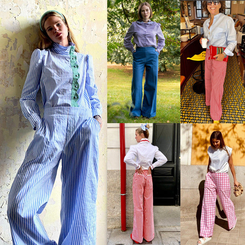 Women’s Casual Printed Trousers – Personalized Pattern, Elastic Waist, Pockets
