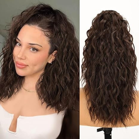Silk Hair Extension Wig Curly Wavy For Women 18Inch
