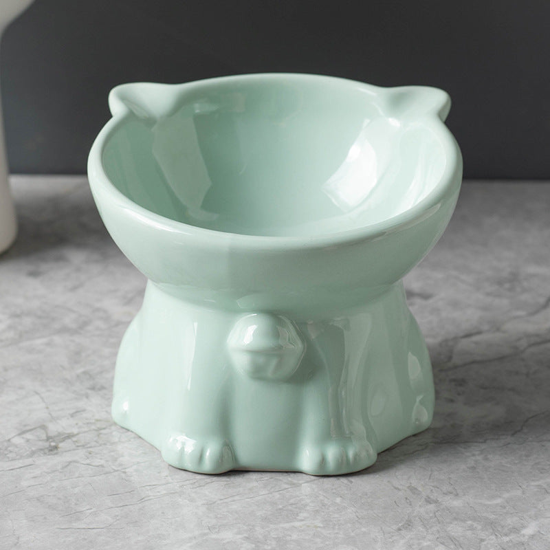 Ceramic Cute Black Drinking High Foot Cat Bowl Pet Supplies