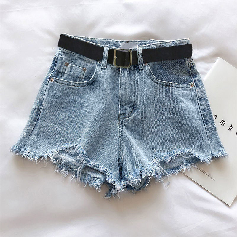 Women’s Ripped Denim Shorts – Casual Fashion, Mid-Rise, Summer Street Style