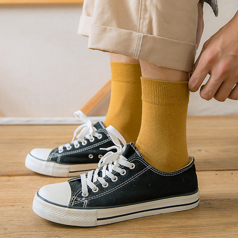 Solid Color Tube Socks for Autumn and Winter