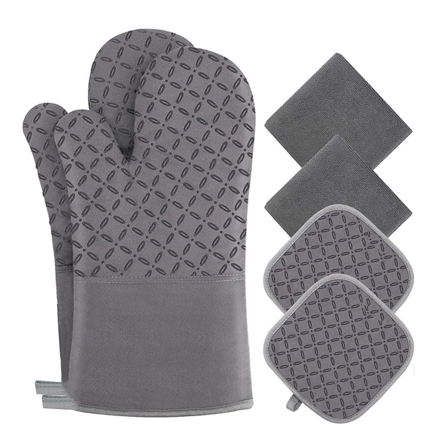 Thickened Silicone Anti-Slip Heat Insulation Gloves – High Temperature Resistant Kitchen & Baking Mitts