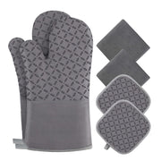 Silicone Polyester Heat Resistant Anti Slip Kitchen Gloves