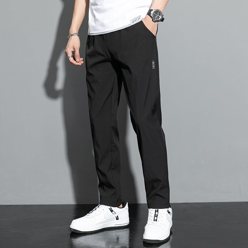 Men’s Summer Ice Silk Loose Straight Casual Pants – Breathable Thin Trousers