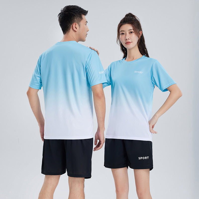Workout Short Sleeve T-shirt Quick-drying Clothes Running Loose Casual Gradient Sports Suit