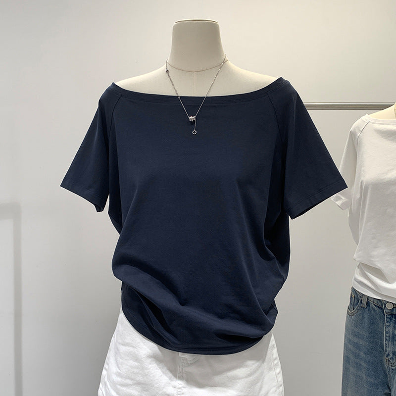 Hot Girl Style Off-neck Oblique Shoulder Tops Women